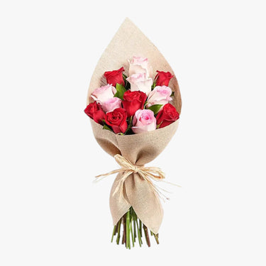 6 Pink 6 Red Roses Warmth Bouquets